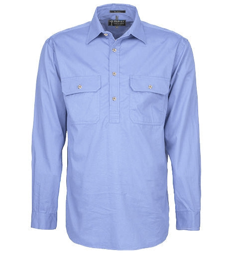 Mens Pilbara Closed Front L/S Shirt (S-L)