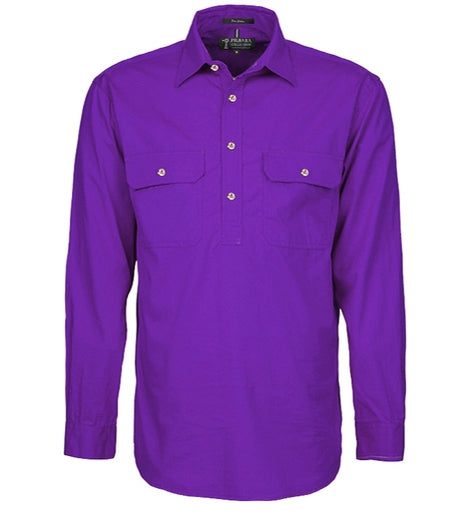 Mens Pilbara Closed Front L/S Shirt (S-L)