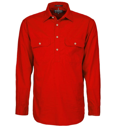 Mens Pilbara Closed Front L/S Shirt (S-L)