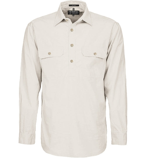 Mens Pilbara Closed Front L/S Shirt (S-L)