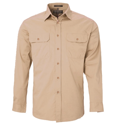 Men's Pilbara Open Front L/S Shirt (XL-3XL)