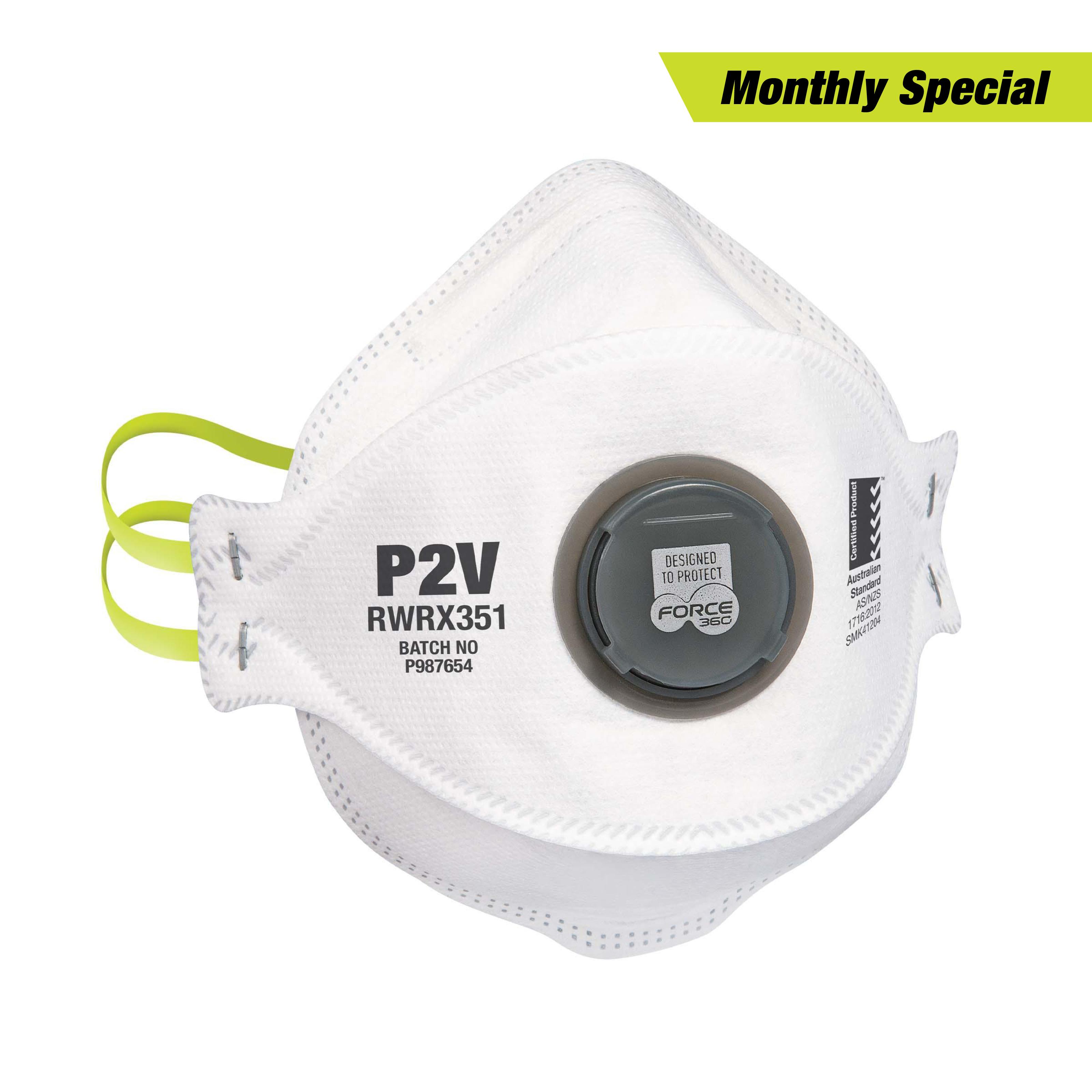 Force360 P2 Flat Fold Valved Disposable Respirator (10 per box)