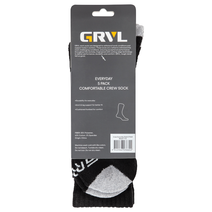 GRVL Everyday Crew Socks - 5 Pack