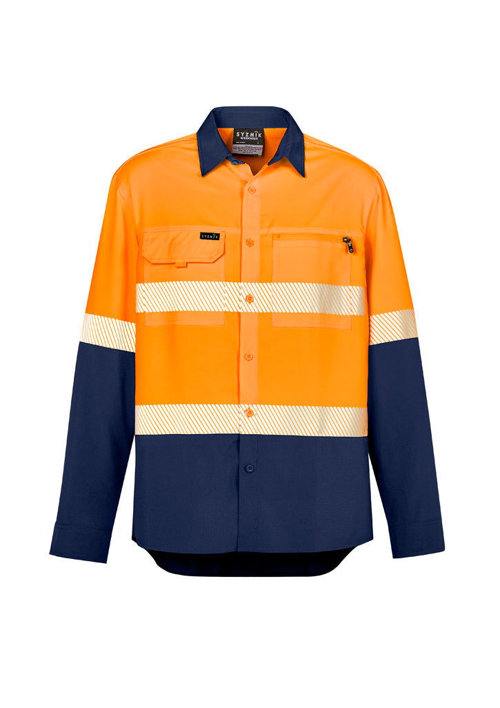 Syzmik Mens Hi Vis Outdoor Segmented Tape L/S Shirt