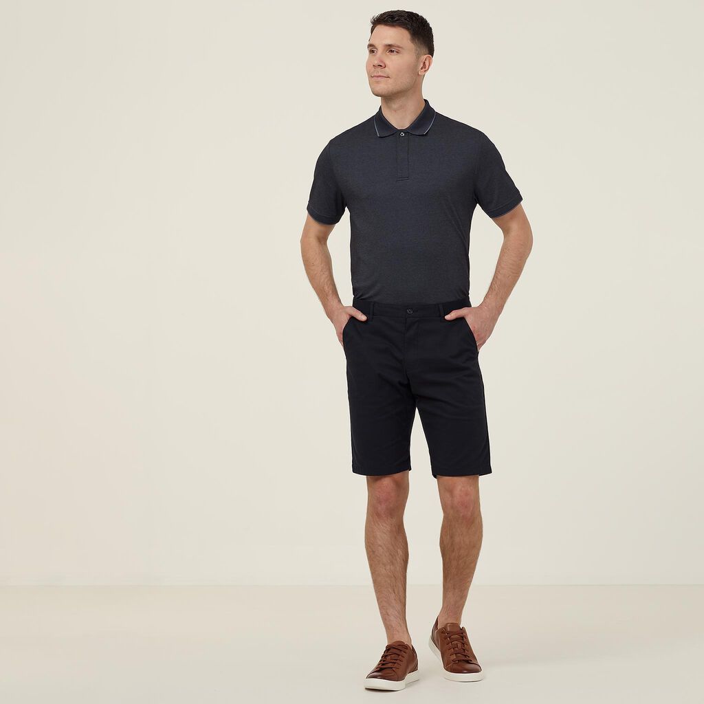 TEXTURED COTTON POLY SHORT SLEEVE POLO