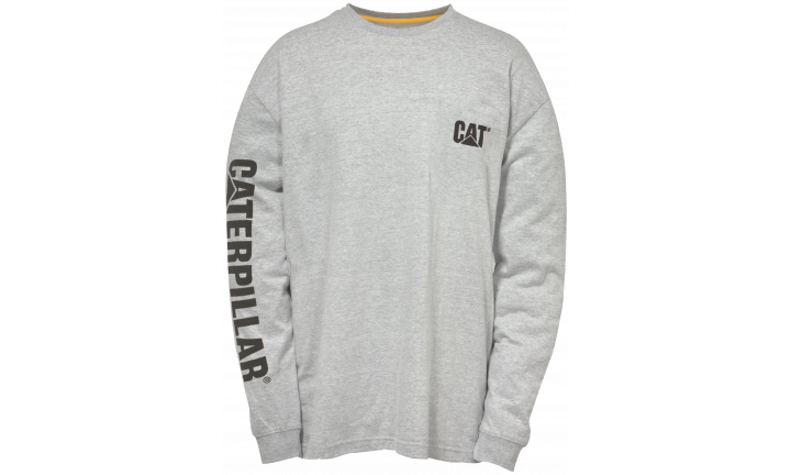 CAT Trademark Banner Long Sleeve Tee - Heather Grey