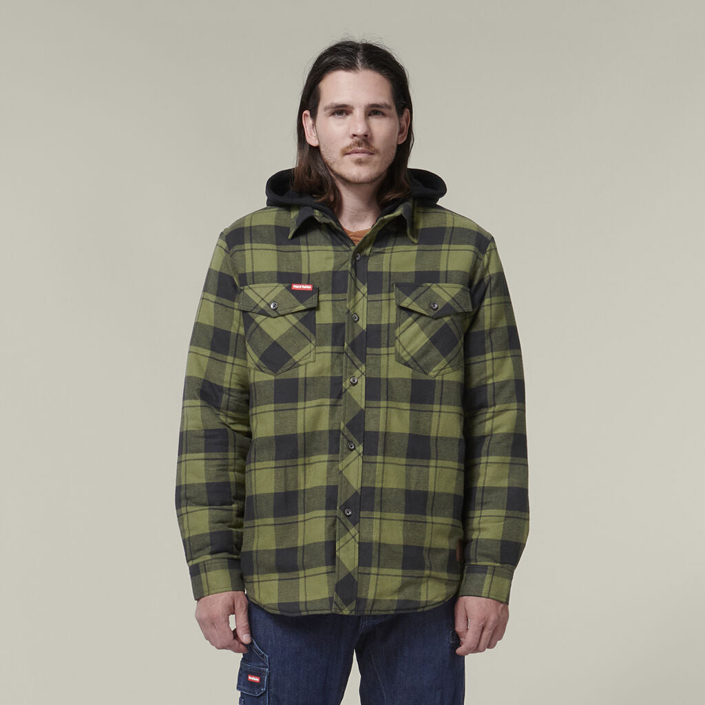 Hard Yakka Quilted Flannel Hooded Shacket