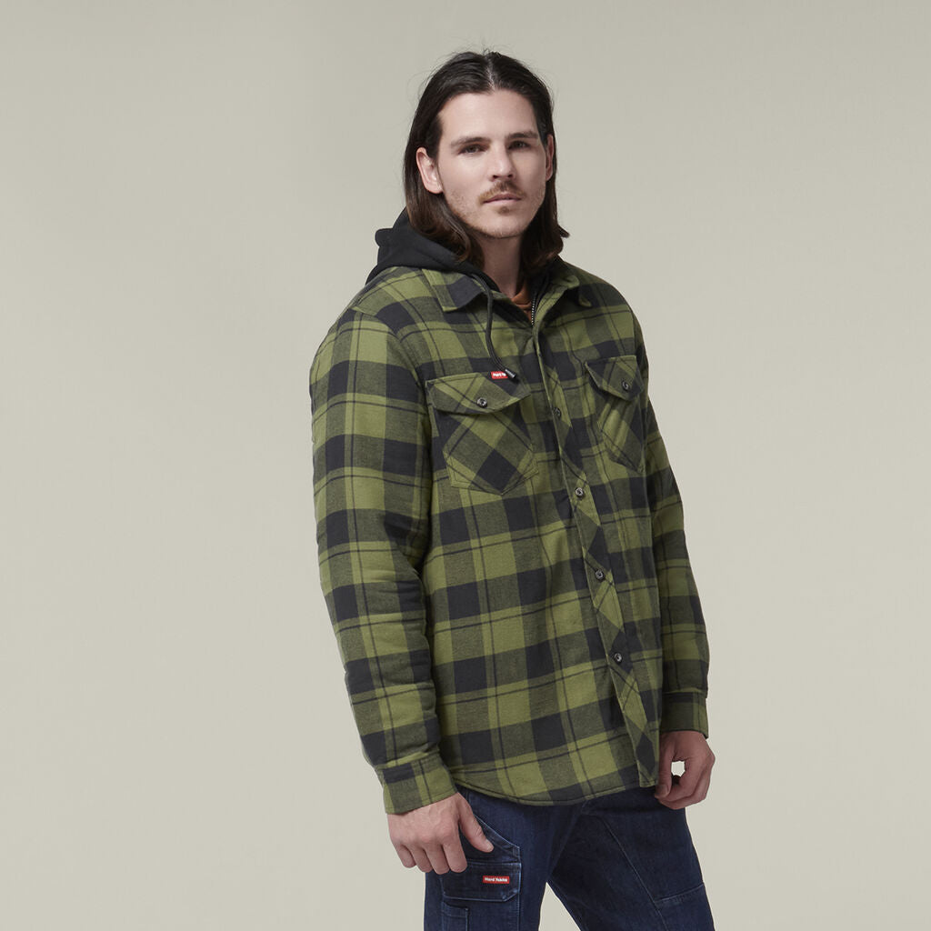 Hard Yakka Quilted Flannel Hooded Shacket