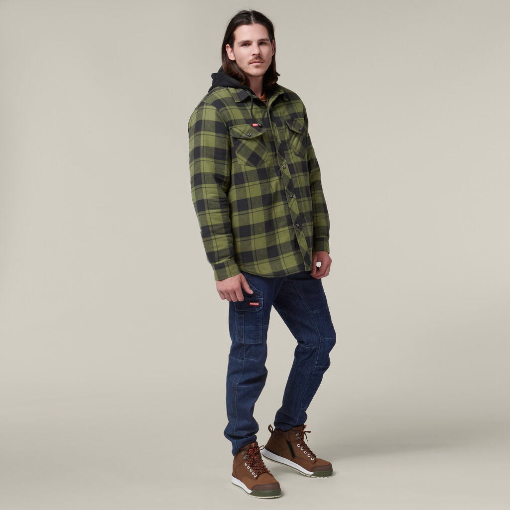 Hard Yakka Quilted Flannel Hooded Shacket