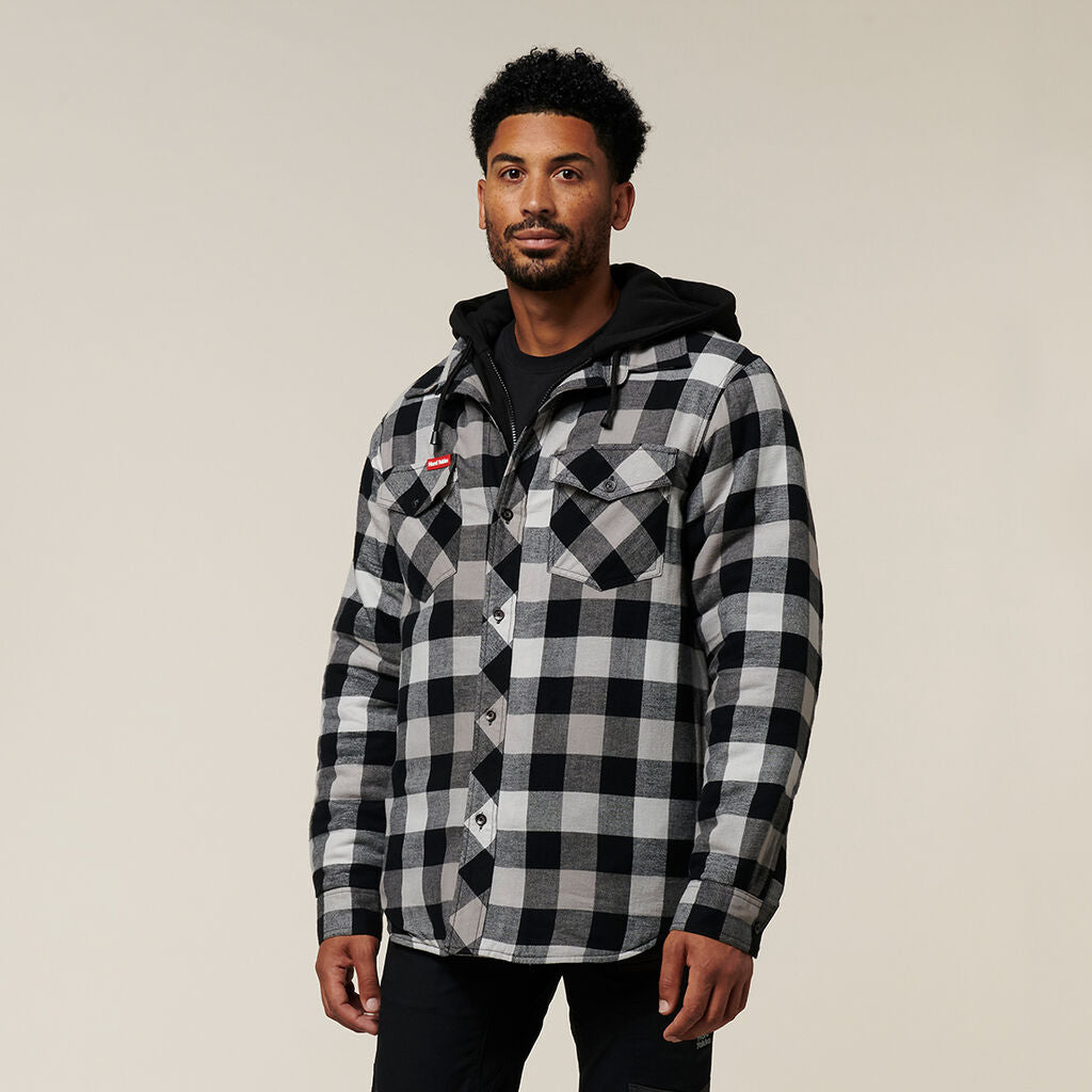 Hard Yakka Quilted Flannel Hooded Shacket