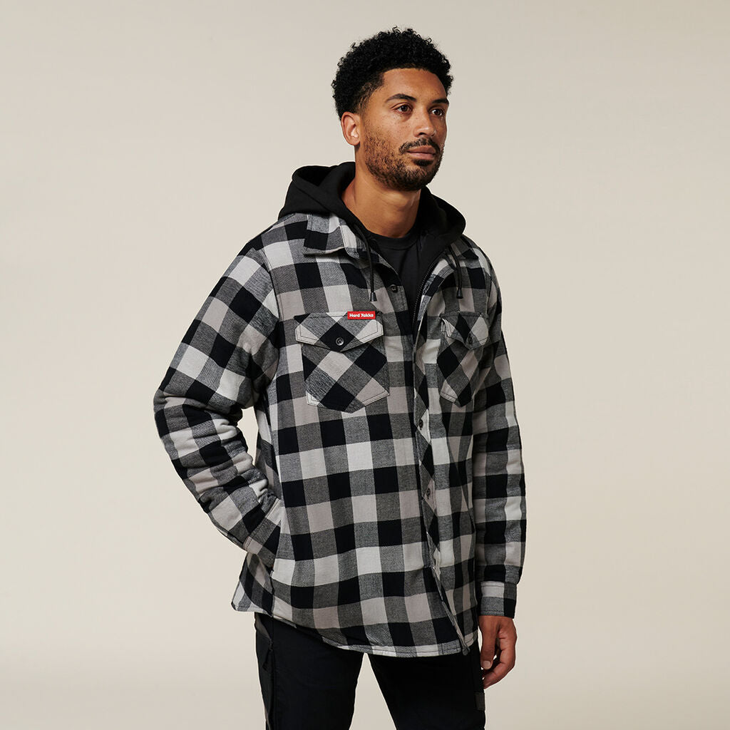 Hard Yakka Quilted Flannel Hooded Shacket