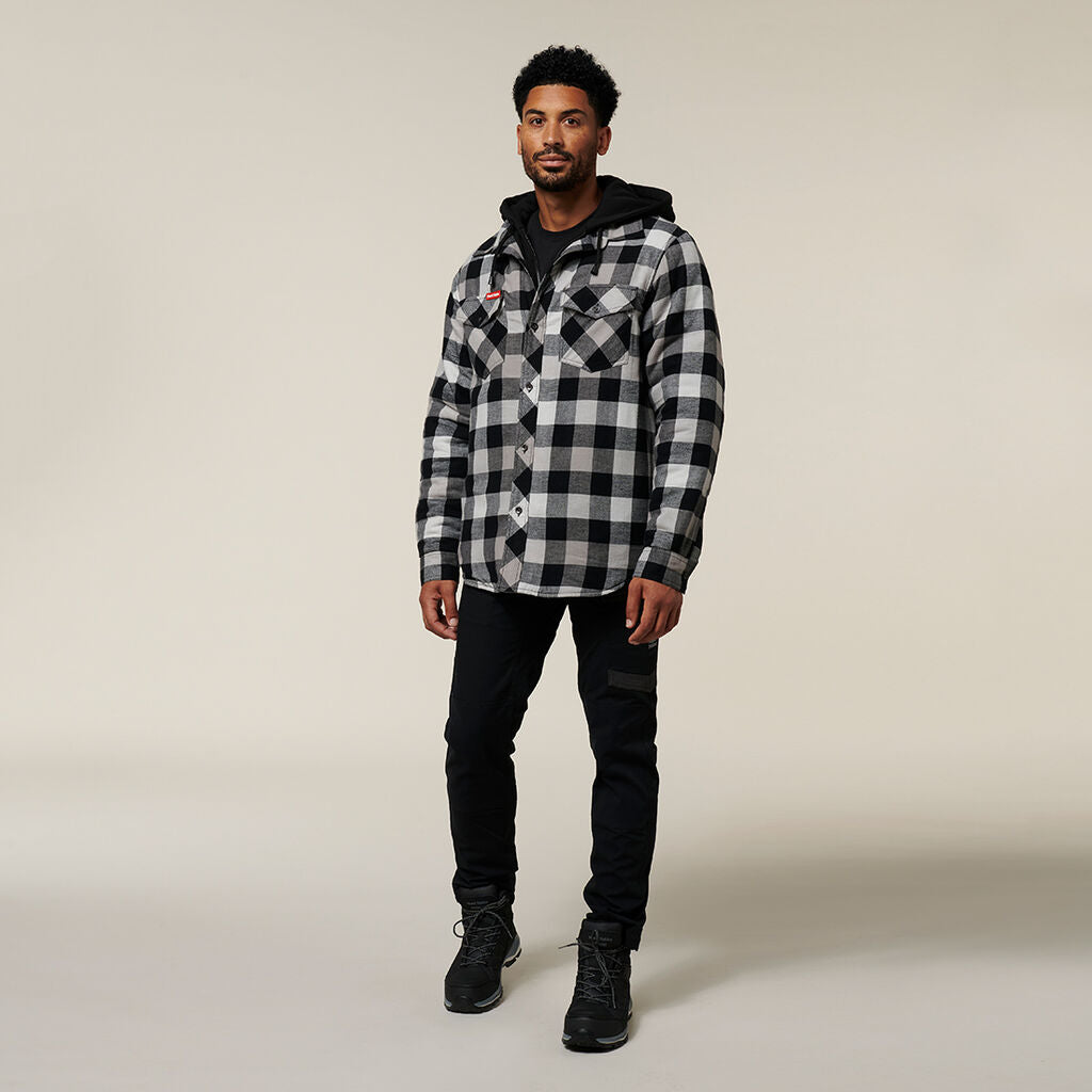 Hard Yakka Quilted Flannel Hooded Shacket