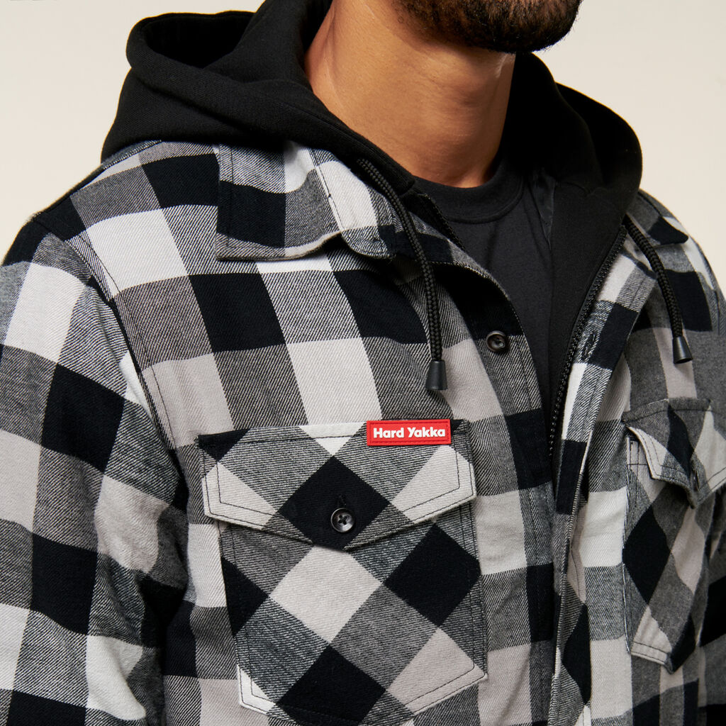 Hard Yakka Quilted Flannel Hooded Shacket