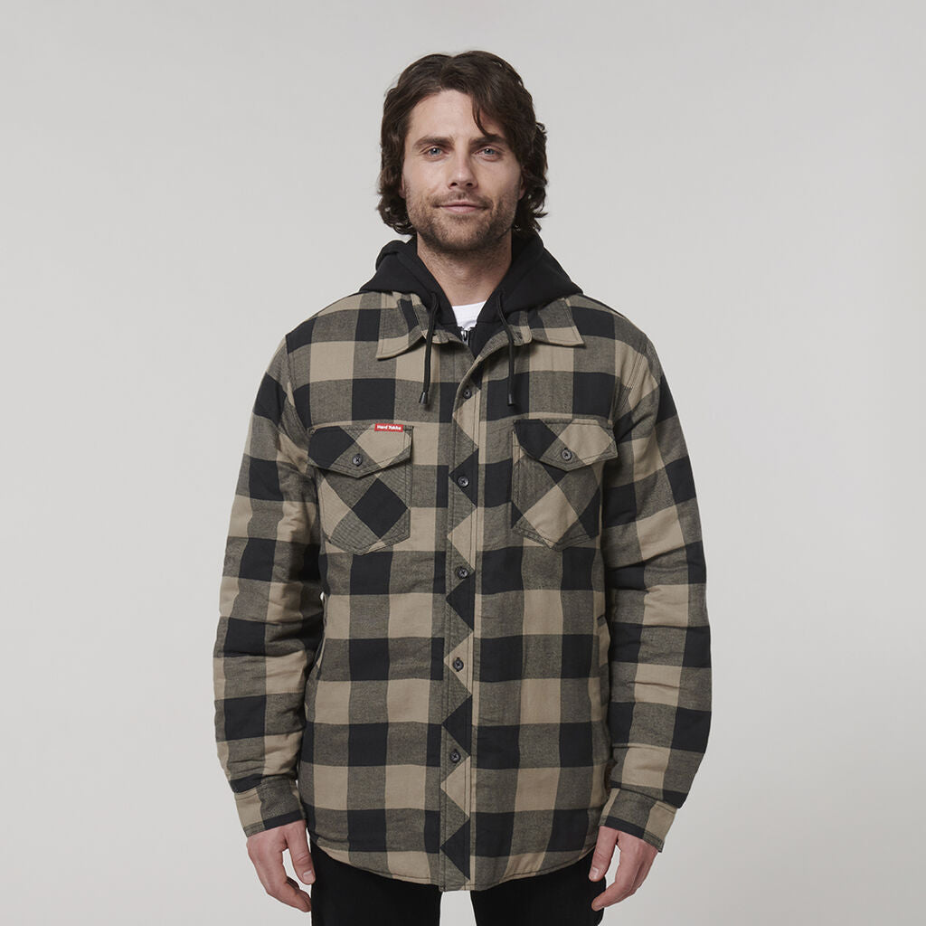 Hard Yakka Quilted Flannel Hooded Shacket