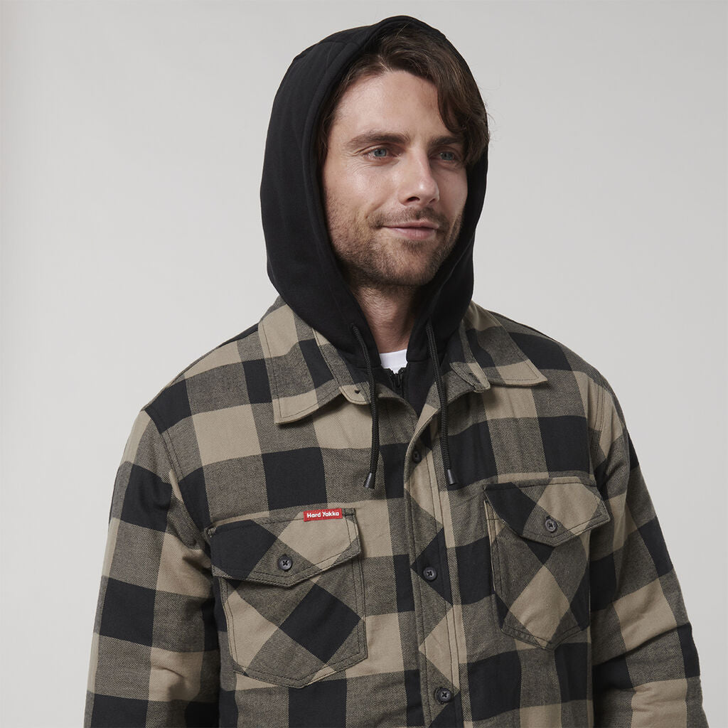 Hard Yakka Quilted Flannel Hooded Shacket