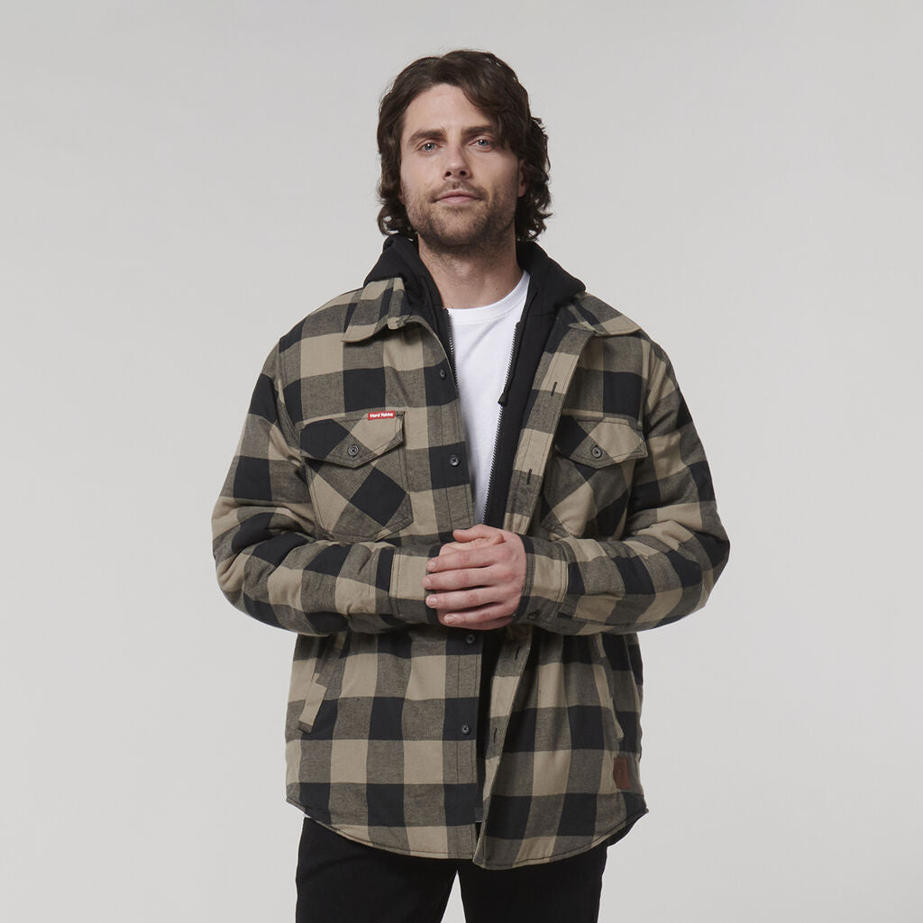 Hard Yakka Quilted Flannel Hooded Shacket