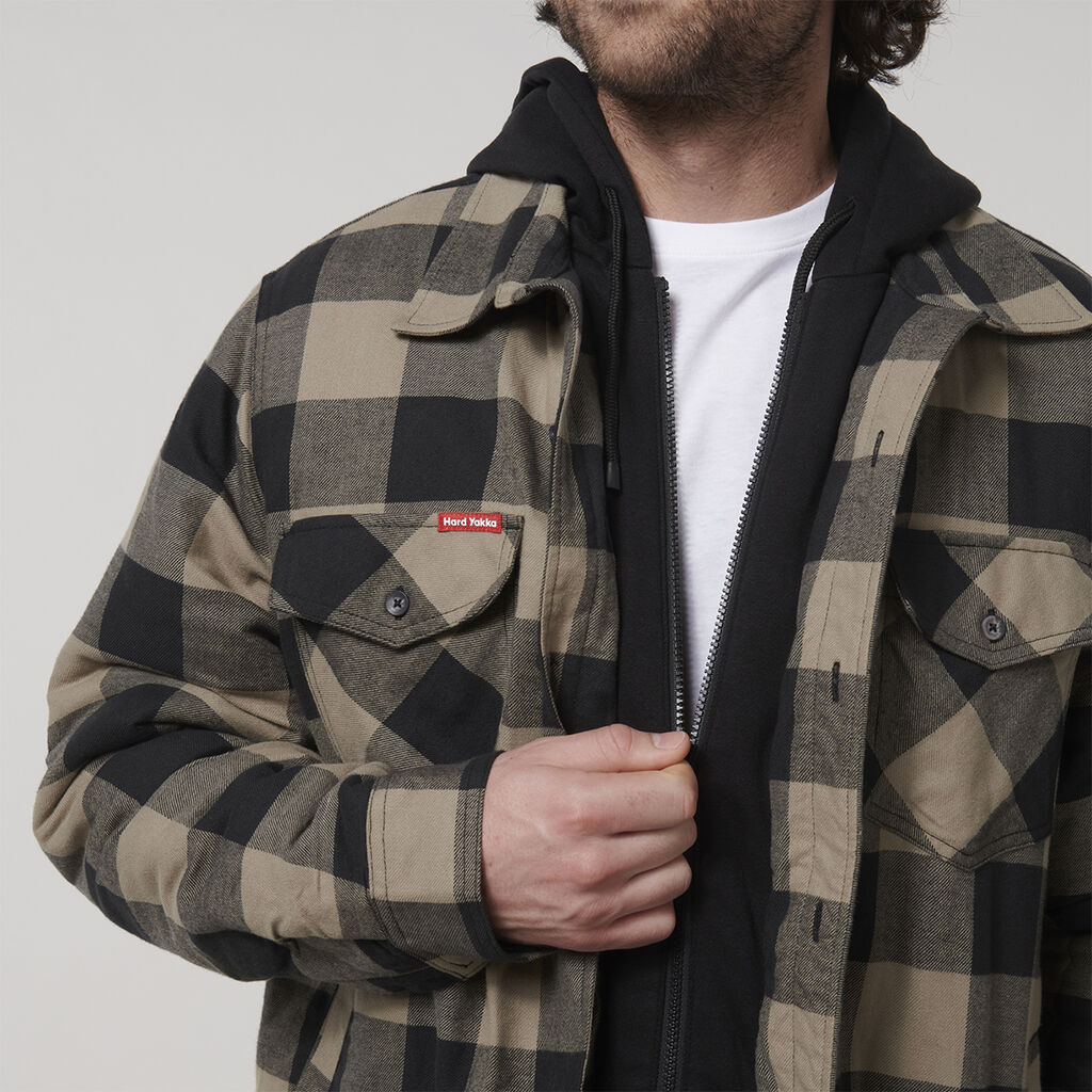 Hard Yakka Quilted Flannel Hooded Shacket