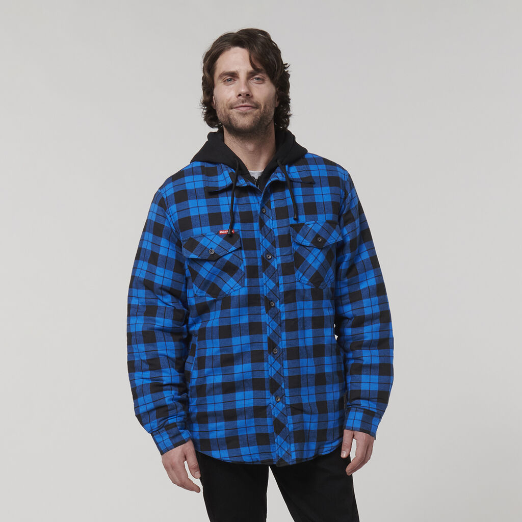 Hard Yakka Quilted Flannel Hooded Shacket