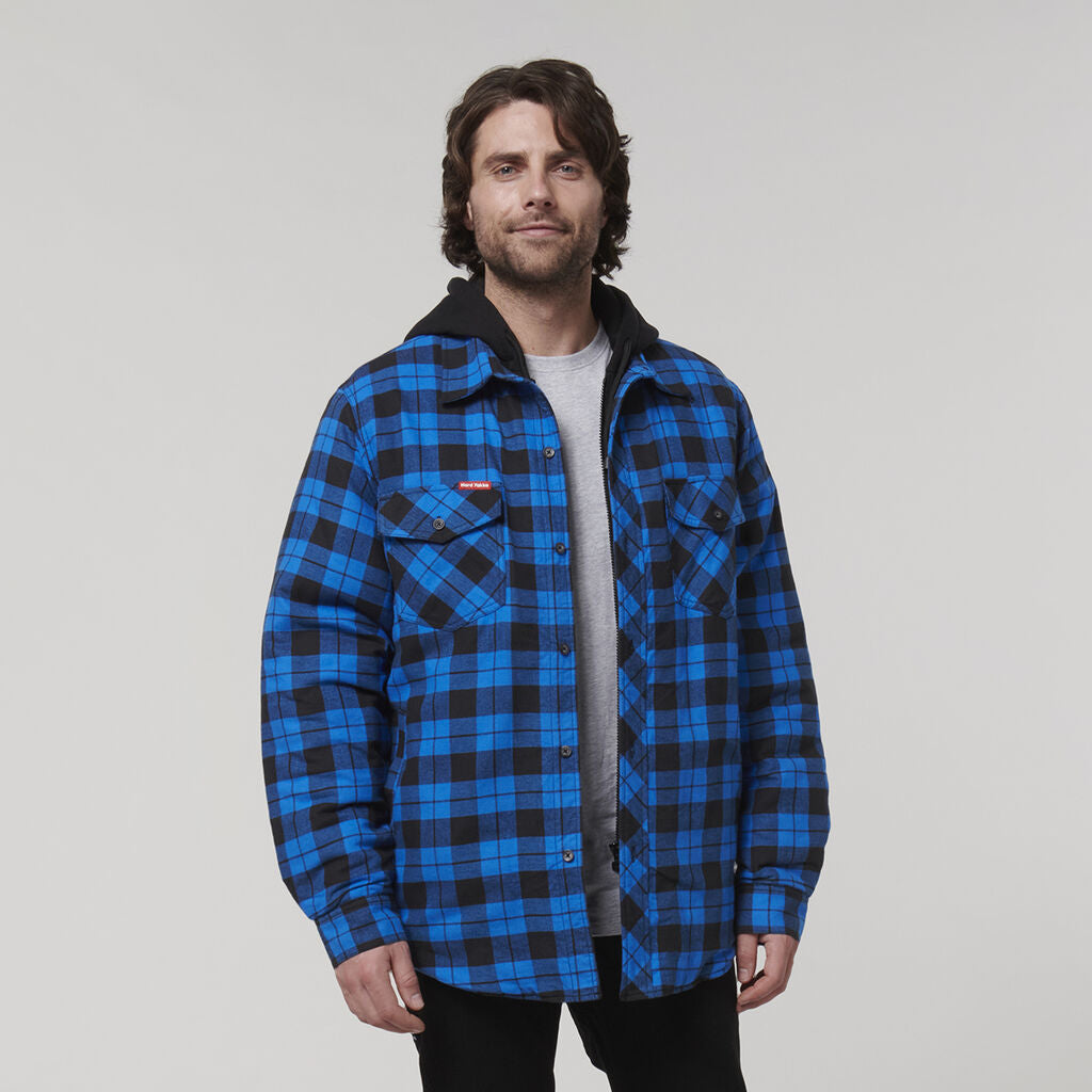 Hard Yakka Quilted Flannel Hooded Shacket