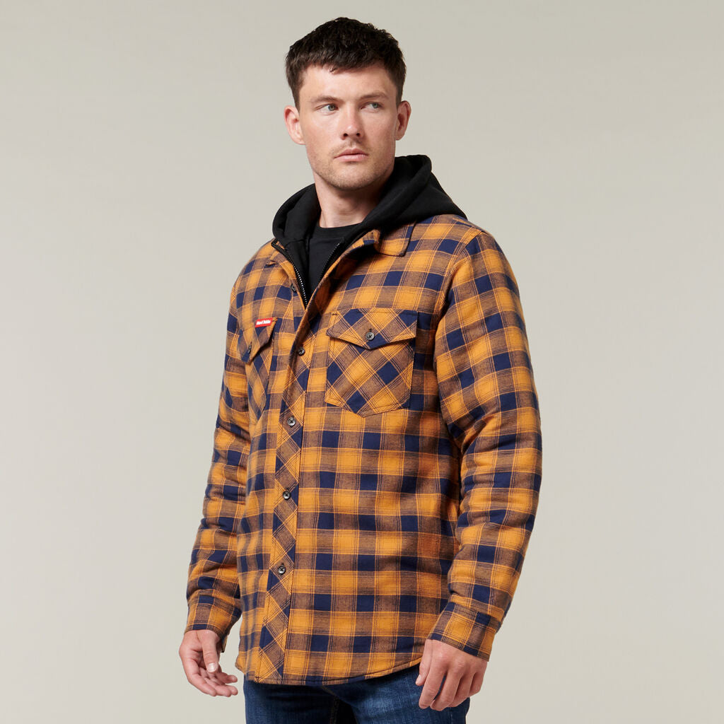 Hard Yakka Quilted Flannel Hooded Shacket