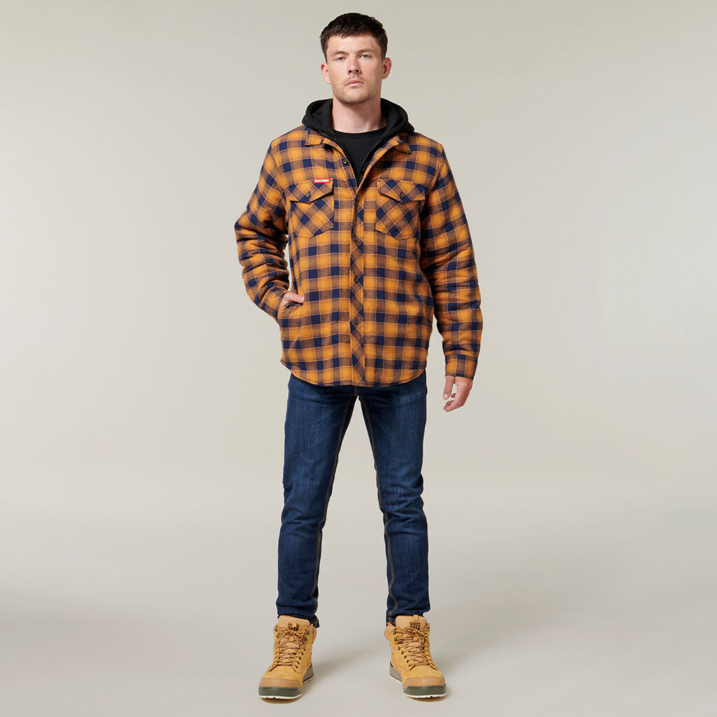 Hard Yakka Quilted Flannel Hooded Shacket