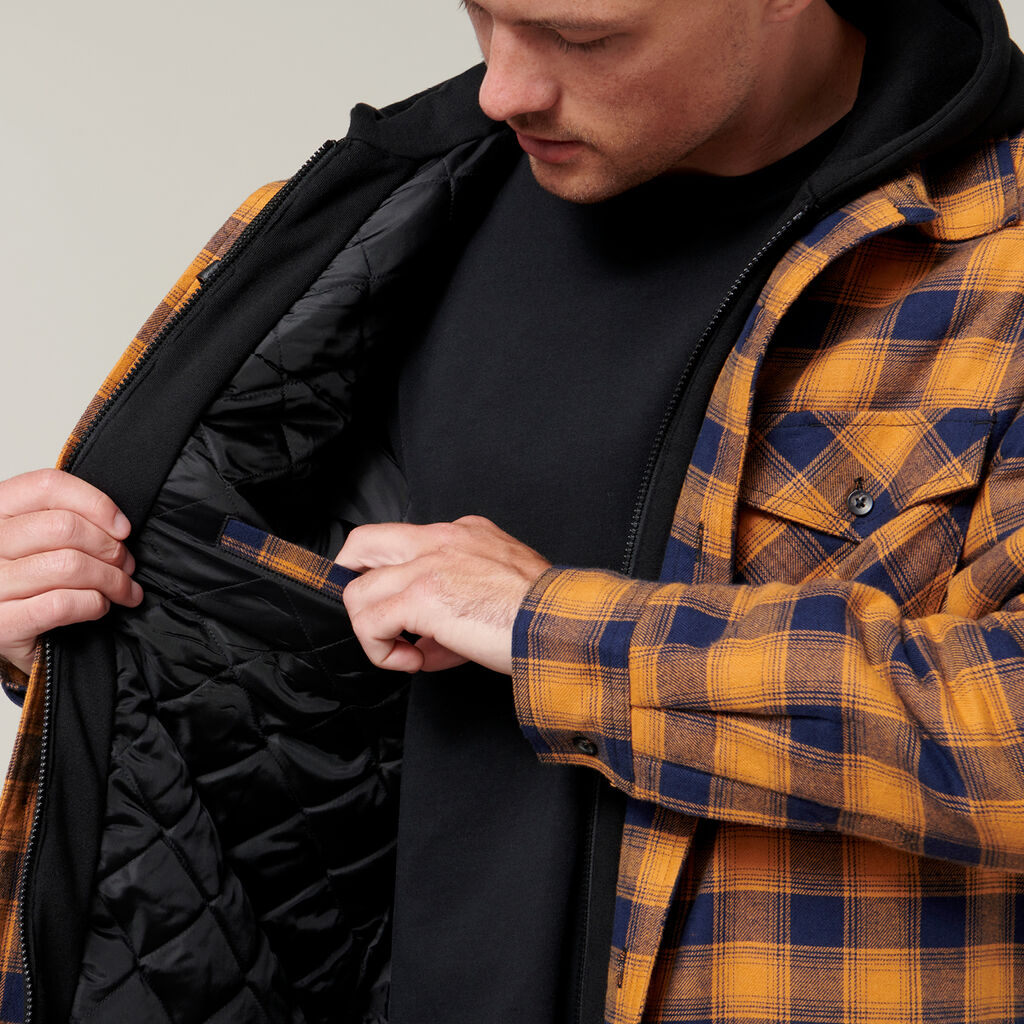 Hard Yakka Quilted Flannel Hooded Shacket