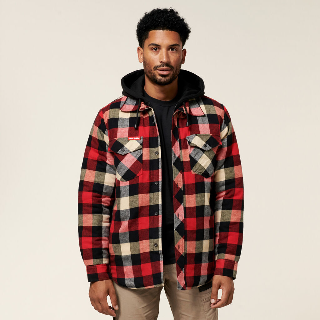 Hard Yakka Quilted Flannel Hooded Shacket