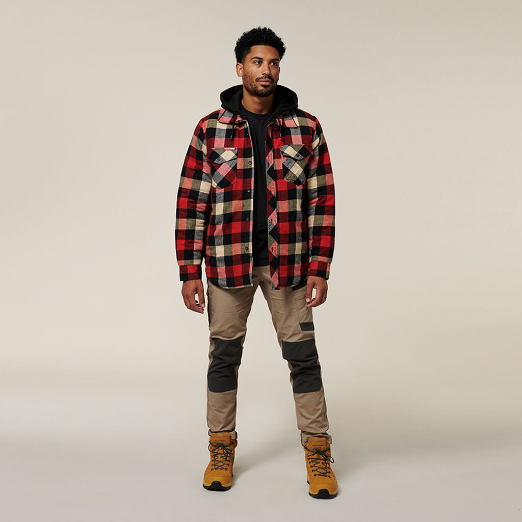 Hard Yakka Quilted Flannel Hooded Shacket