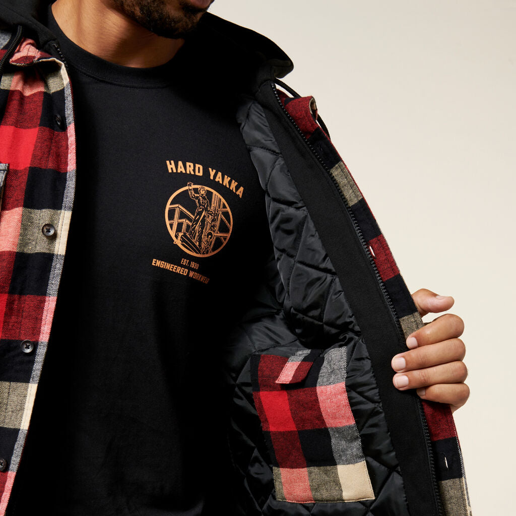 Hard Yakka Quilted Flannel Hooded Shacket