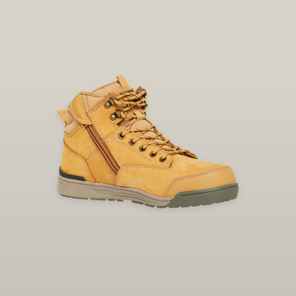 Hard Yakka 3056 Lace Up & Side Zip Steel Toe Safety Boot - Wheat