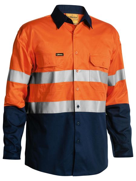 3M Taped Two Tone Hi Vis Cool Lightweight Mens Shirt Long Sleeve - BS6896