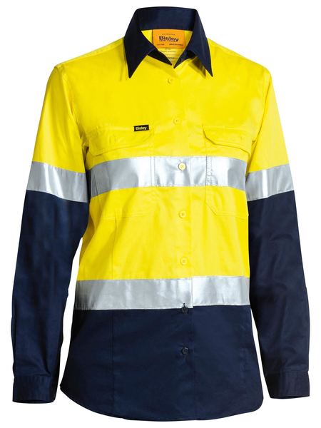 WOMENS 3M TAPED TWO TONE HI VIS COOL LIGHTWEIGHT SHIRT LONG SLEEVE - BL6896