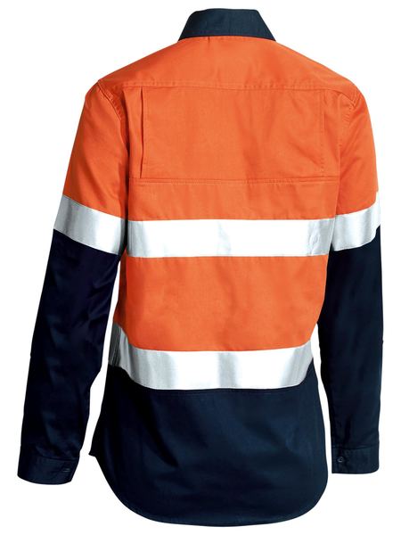 WOMENS 3M TAPED TWO TONE HI VIS COOL LIGHTWEIGHT SHIRT LONG SLEEVE - BL6896