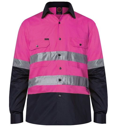 2 Tone Open Front Shirt L/S 50MM Reflective Tape RM1050R