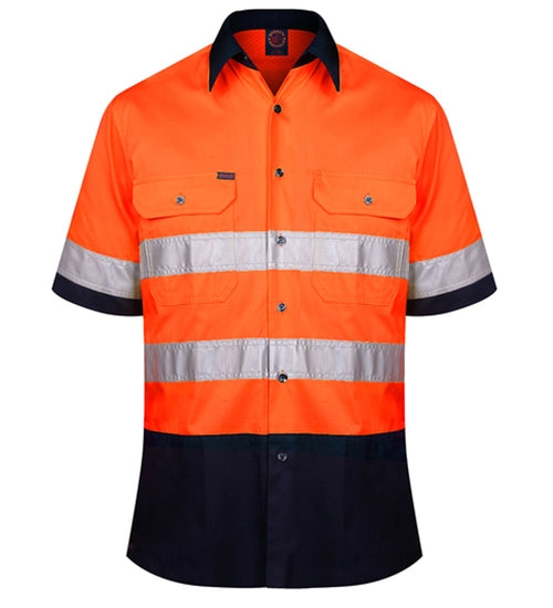 2 Tone Open Front Shirt S/S 50MM Reflective Tape RM1050RS