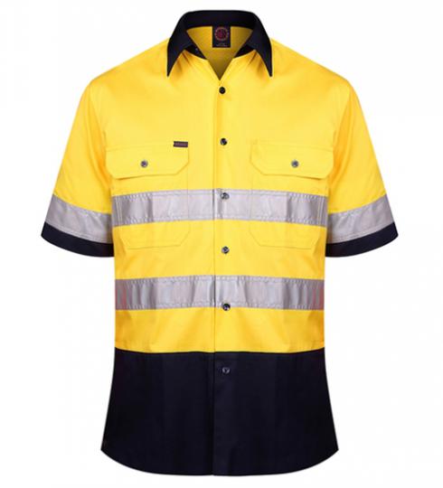 2 Tone Open Front Shirt S/S 50MM Reflective Tape RM1050RS