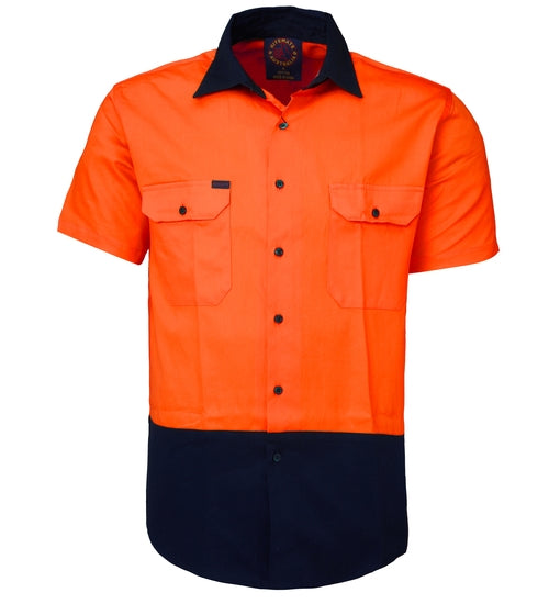 2 Tone open front short sleeve shirt RM1050S