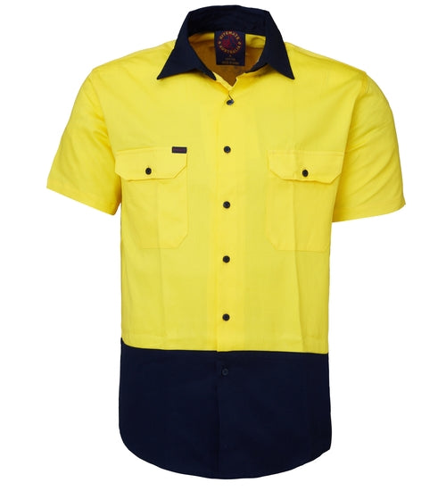 2 Tone open front short sleeve shirt RM1050S