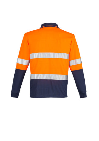 Mens Hi Vis Spliced Polo - Long Sleeve Hoop Taped