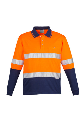 Mens Hi Vis Spliced Polo - Long Sleeve Hoop Taped