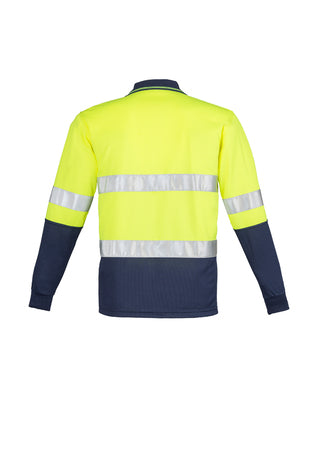 Mens Hi Vis Spliced Polo - Long Sleeve Hoop Taped